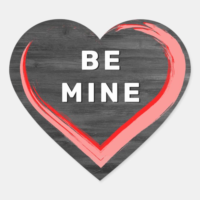 Be Mine Valentine`s Day Rustic Wood Pink Heart Sticker (Front)