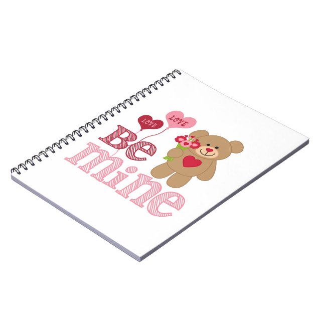 Be Mine Valentine Teddy Spiral Notebook (Left Side)