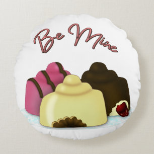 Be Mine Valentine's Day Candy Round Cushion