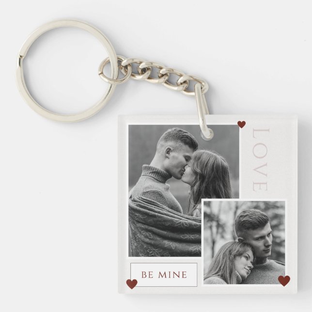 Be Mine Valentine's Day Couple Photo Love  Key Ring (Front)