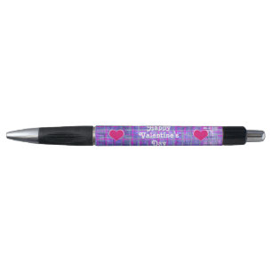 Be Mine Valentine's Day Pink Grid Pen
