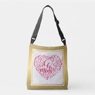 Be Mine" Vintage Text: Happy Valentine's Day Crossbody Bag
