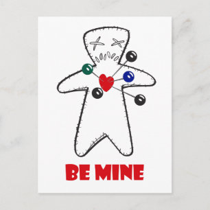 "Be Mine" Voodoo Doll Postcard