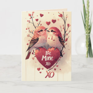 Be Mine XoXo Two Love Birds Valentines card