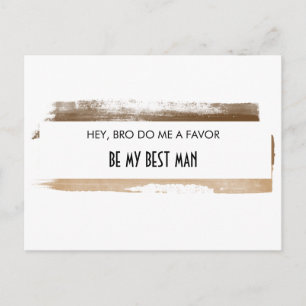Be My Best Man Brown Watercolor Paint Streaks Invitation Postcard