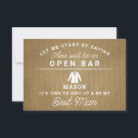 Be My Best Man Card - Rustic Burlap<br><div class="desc">Pop the question with this humourous and charming flat card. Personalise the front with his name and the back with your own personal message. Simply edit the name and the message on the back, select a quantity of "1" and add to cart. Create personalised cards for the entire wedding party!...</div>