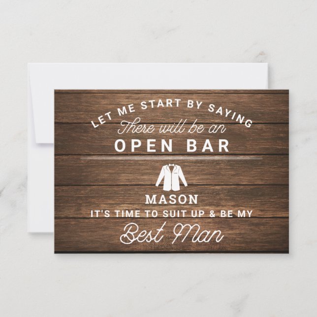 Be My Best Man Card - Rustic Wood (Front)