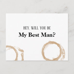 Be My Best Man Coffee Stains Invitation Postcard