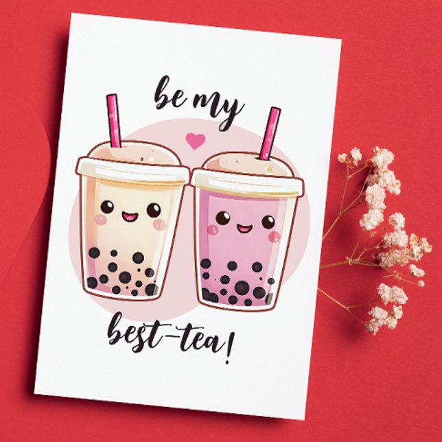 Be My Best-Tea Galentines  Holiday Card (Looking for the perfect Valentine's card for your iced tea-obsessed bestie? Here it is...tea-riffic!)