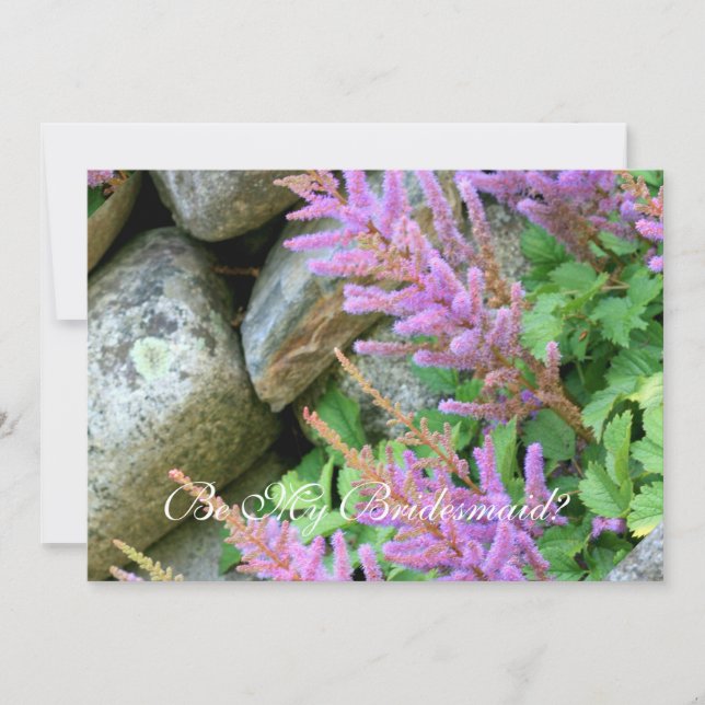 Be my bridesmaid astilbe flowers invitation (Front)