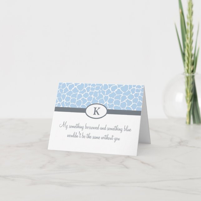 Be My Bridesmaid - Blue Giraffe Print Invitation (Front)