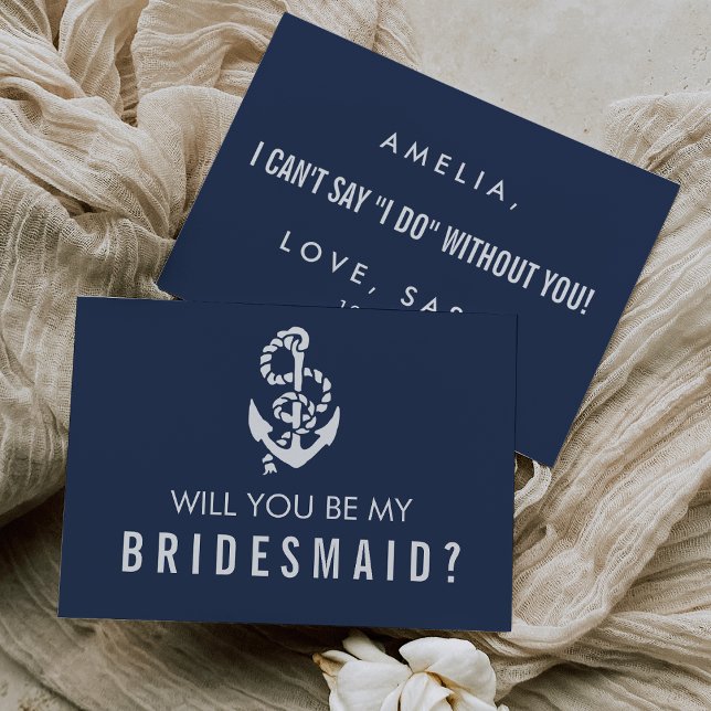 Be My Bridesmaid Card | Nautical Rope & Anchor (Creator Uploaded)