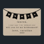 Be My Bridesmaid Card | Rustic Kraft Hearts<br><div class="desc">Ask your best girls to stand with you with these beautiful cards. Unique rounded kraft cards feature a heart bunting illustration across the top, and black typewriter style lettering. Each text field is customisable -- add your bridesmaid's name, your name, and your wedding date. Default body text reads, "I can't...</div>