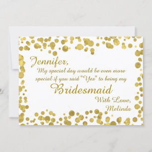 Be My Bridesmaid Confetti Celebration Gold Invitation