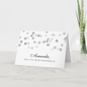 Be My Bridesmaid Faux Silver Foil Glitter Lights Invitation