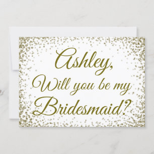 Be My Bridesmaid Gold Confetti Glitter Invitation