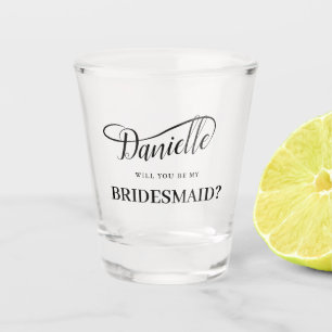 Be My Bridesmaid Handwritten Swash Calligraphy Shot Glass