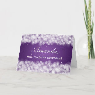Be My Bridesmaid Party Sparkle Purple Invitation