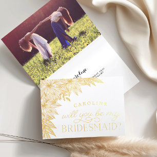 Be My Bridesmaid Personalised Photo Gold Foil Card