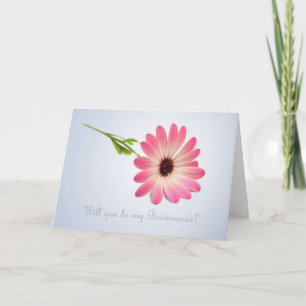 Be my Bridesmaid - pink daisy Card