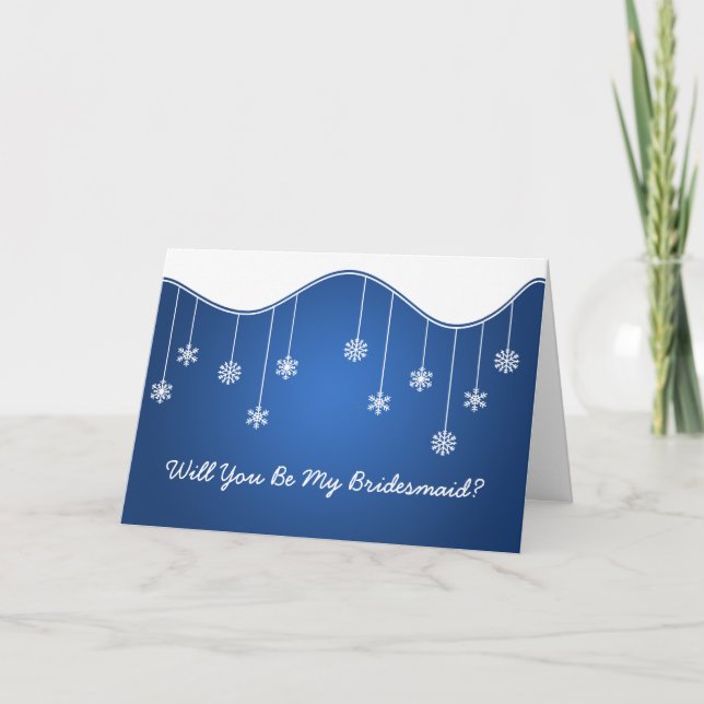 Be My Bridesmaid Snowflake Decoration Blue Invitation (Front)