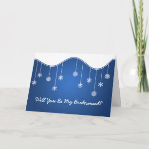 Be My Bridesmaid Snowflake Decoration Blue Invitation