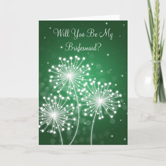 Be My Bridesmaid Summer Sparkle Emerald Green Invitation (Front)