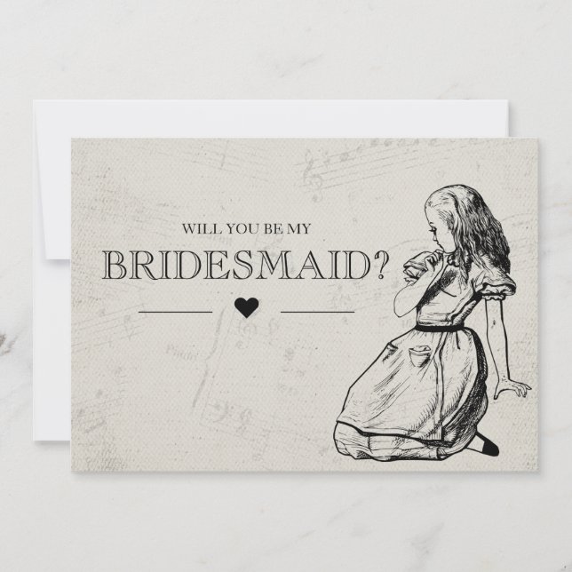 Be My Bridesmaid Vintage Alice in Wonderland Invitation (Front)