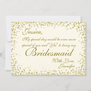 Be My Bridesmaid   Vintage Gold Confetti Invitation