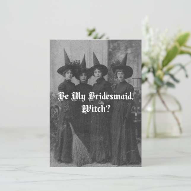 Be My Bridesmaid, Witch! Coven Proposal Invitation (Standing Front)