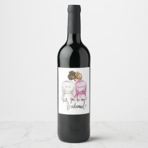 Be my...?Dk Br Bun Bride Dk Bl Bun Maid Wine Label