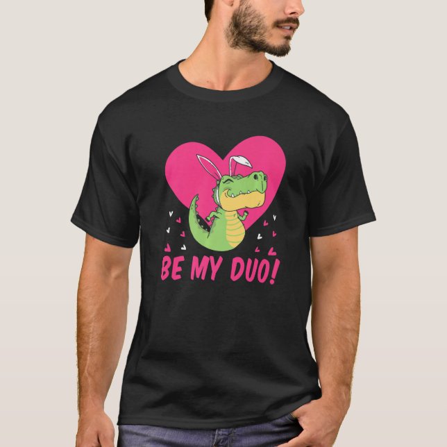 Be My Duo Cute Flying Dinosaur Valentine's Day Din T-Shirt (Front)