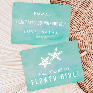Be My Flower Girl Card Starfish Aqua