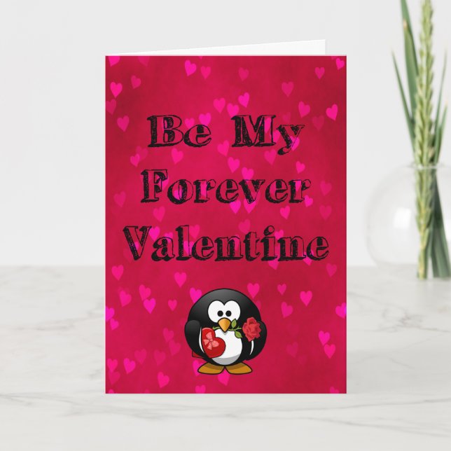 Be My Forever Valentine Penguin Holiday Card (Front)