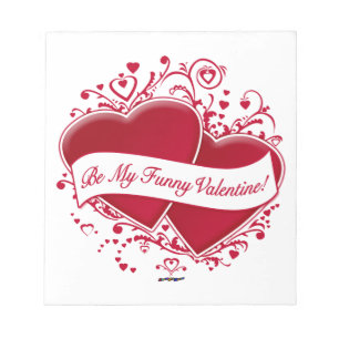 Be My Funny Valentine! Red Hearts Notepad