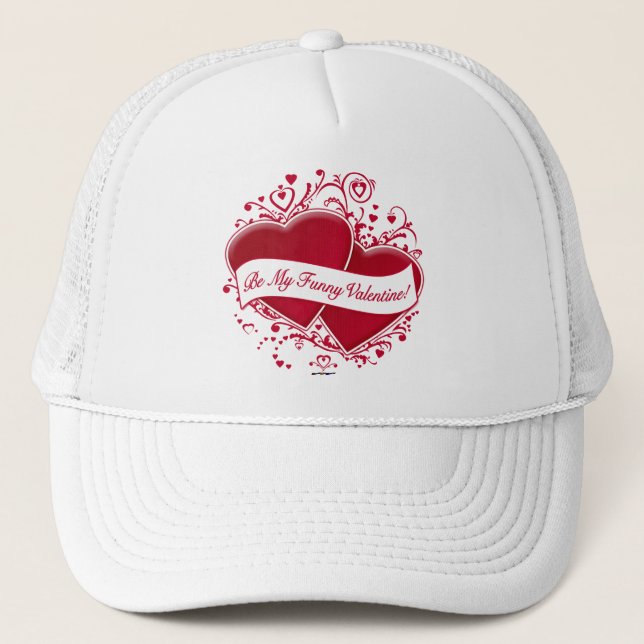 Be My Funny Valentine! Red Hearts Trucker Hat (Front)