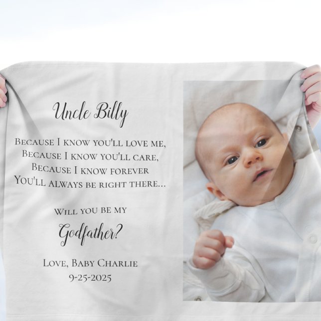 Be My Godfather Proposal Photo Invite Fleece Blanket (Creator Uploaded)