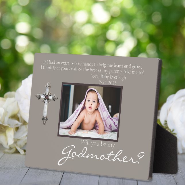 Be My Godmother Proposal Brown Memorial Photo Plaque (Creator Uploaded)