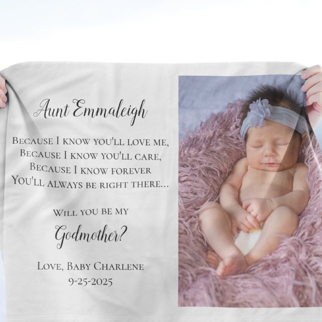 Be My Godmother Proposal Photo Invite Fleece Blanket (Creator Uploaded)