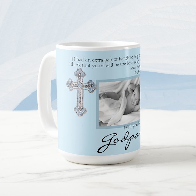 Be My Godparents Proposal Blue Memorial Photo Coffee Mug (Creator Uploaded)