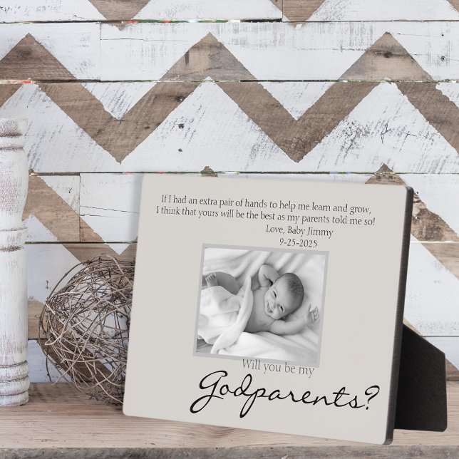 Be My Godparents Proposal Memorial Photo Plaque (Creator Uploaded)
