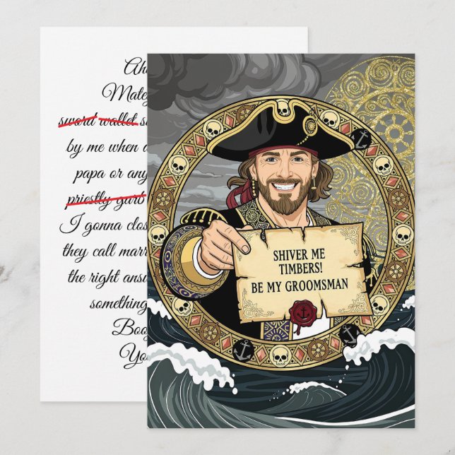 Be My Groomsman Brave Pirate Invitation (Front/Back)