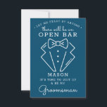 Be My Groomsman Card - Funny<br><div class="desc">Pop the question with this humourous and charming flat card. Personalise the front with his name and the back with your own personal message. You can also change the colour of the background to match your wedding colour palette! Simply edit the name and the message on the back, select a...</div>