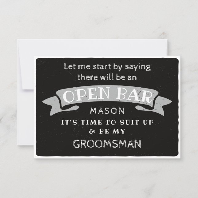 Be My Groomsman Card - Funny Open Bar (Front)