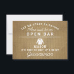 Be My Groomsman Card - Rustic Burlap<br><div class="desc">Pop the question with this humourous and charming flat card. Personalise the front with his name and the back with your own personal message. Simply edit the name and the message on the back, select a quantity of "1" and add to cart. Create personalised cards for the entire wedding party!...</div>