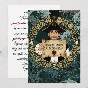 Be My Groomsman Funny Pirate Invitation