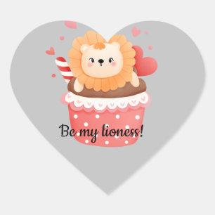 Be my lioness lion valentine invitation heart sticker