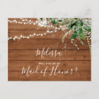 Be My Maid of Honour Boho Woodland Greenery