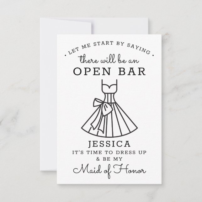 Be My Maid of Honour Card - Funny (Front)