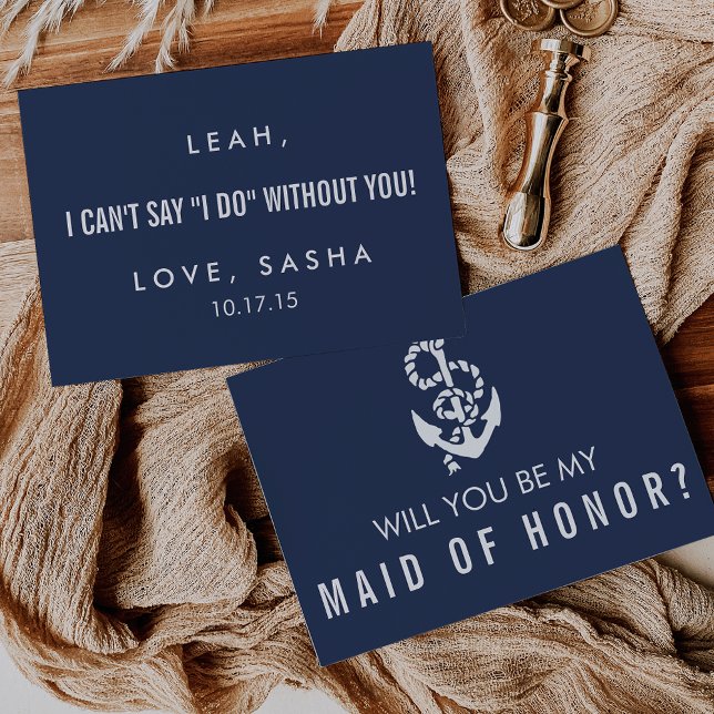 Be My Maid of Honour Card | Nautical Rope & Anchor (Creator Uploaded)